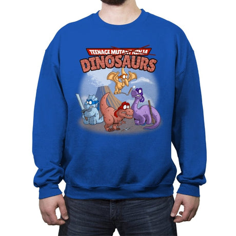 Ninja Dinosaurs - Crew Neck Sweatshirt Crew Neck Sweatshirt RIPT Apparel Small / Royal