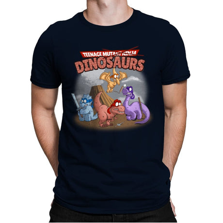 Ninja Dinosaurs - Mens Premium T-Shirts RIPT Apparel Small / Midnight Navy