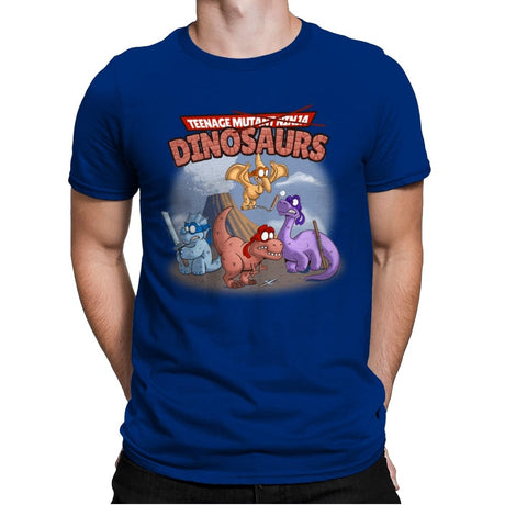 Ninja Dinosaurs - Mens Premium T-Shirts RIPT Apparel Small / Royal