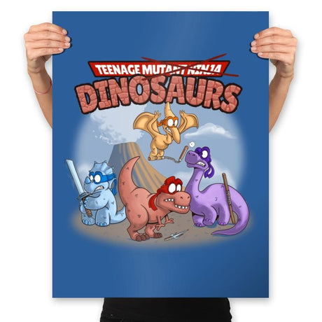 Ninja Dinosaurs - Prints Posters RIPT Apparel 18x24 / Royal