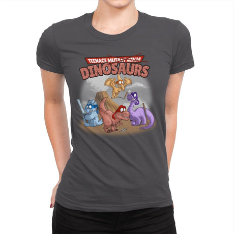 Ninja Dinosaurs - Womens Premium T-Shirts RIPT Apparel Small / Heavy Metal