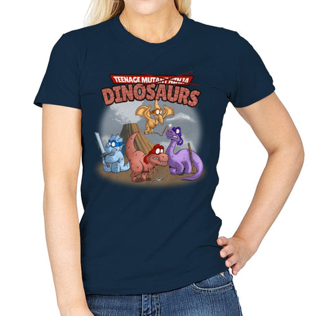 Ninja Dinosaurs - Womens T-Shirts RIPT Apparel Small / Navy