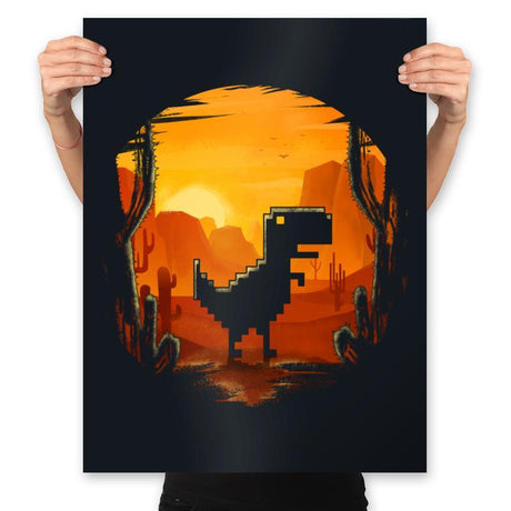 No Internet Dino - Prints Posters RIPT Apparel 18x24 / Black