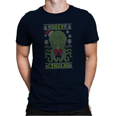 Obey Cthulhu Sweater - Mens Premium T-Shirts RIPT Apparel Small / Midnight Navy