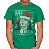 Oh Hi Santa - Ugly Holiday - Mens T-Shirts RIPT Apparel Small / Kelly Green