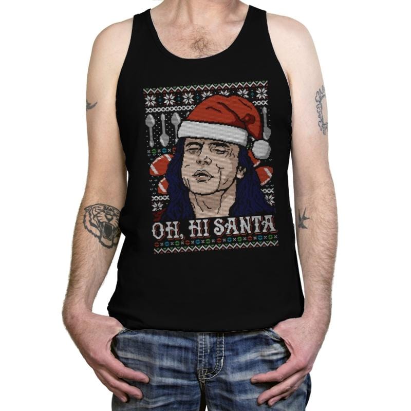 Oh Hi Santa - Ugly Holiday - Tanktop Tanktop RIPT Apparel X-Small / Black