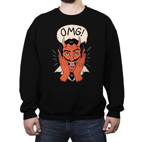 OMG Satan! - Crew Neck Sweatshirt Crew Neck Sweatshirt RIPT Apparel Small / Black