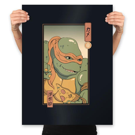 Orange Kame Ninja - Prints Posters RIPT Apparel 18x24 / Black