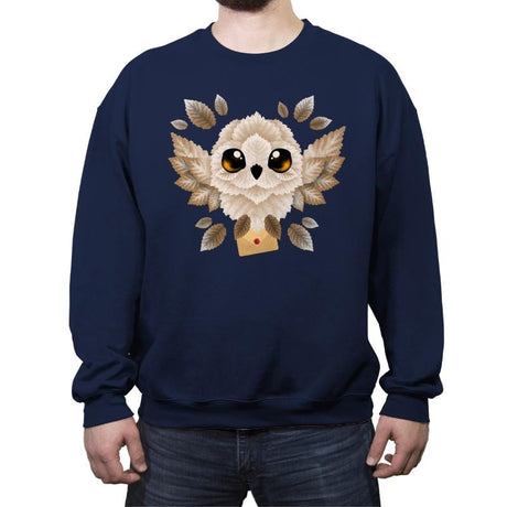 Owl mail of leaves - Crew Neck Sweatshirt Crew Neck Sweatshirt RIPT Apparel Small / Navy