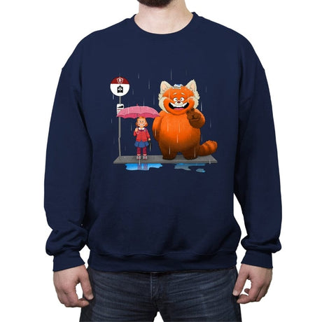 Panda Bus Stop - Crew Neck Sweatshirt Crew Neck Sweatshirt RIPT Apparel Small / Navy