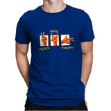 Peace, Love and Thwip! - Mens Premium T-Shirts RIPT Apparel Small / Royal