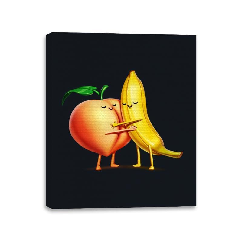 Peach and Banana Cute Friends - Canvas Wraps Canvas Wraps RIPT Apparel 11x14 / Black