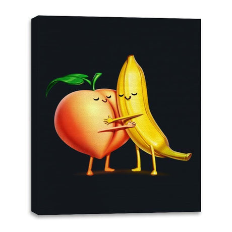 Peach and Banana Cute Friends - Canvas Wraps Canvas Wraps RIPT Apparel 16x20 / Black