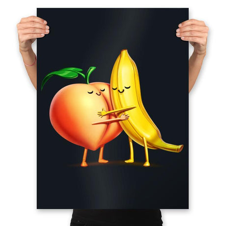 Peach and Banana Cute Friends - Prints Posters RIPT Apparel 18x24 / Black