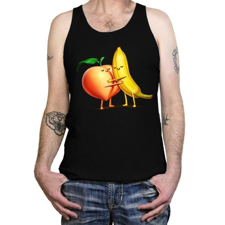 Peach and Banana Cute Friends - Tanktop Tanktop RIPT Apparel X-Small / Black