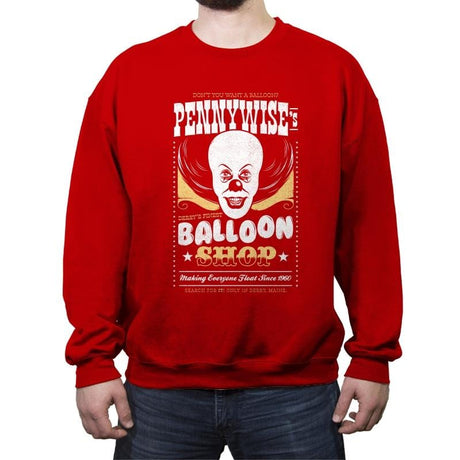 Pennywise's Balloon Shop - Crew Neck Sweatshirt Crew Neck Sweatshirt RIPT Apparel Small / Red