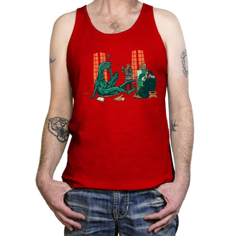 Philosoraptor Oil on Wood - Tanktop Tanktop RIPT Apparel X-Small / Red