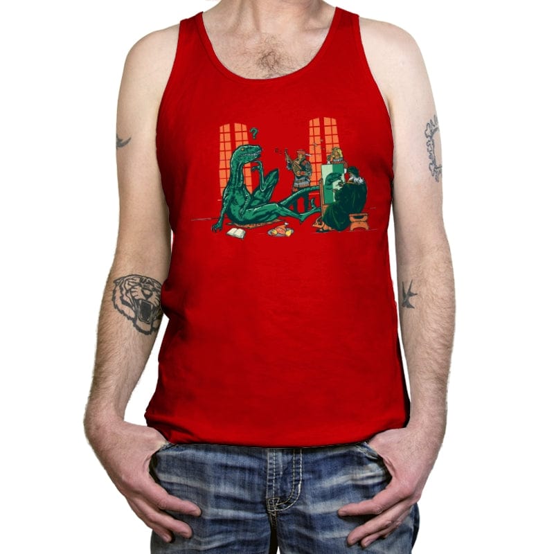 Philosoraptor Oil on Wood - Tanktop Tanktop RIPT Apparel X-Small / Red