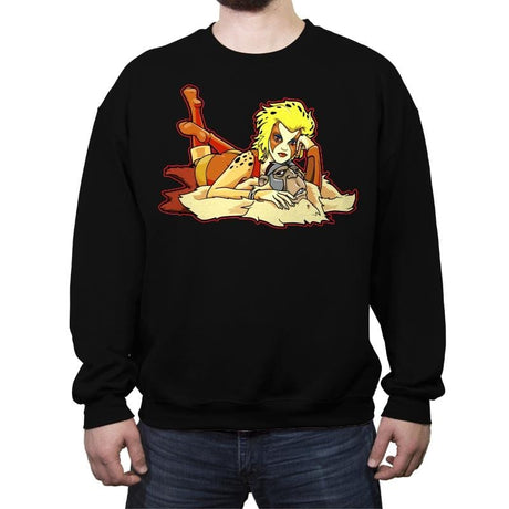 Pin-up Cheetah - Crew Neck Sweatshirt Crew Neck Sweatshirt RIPT Apparel Small / Black