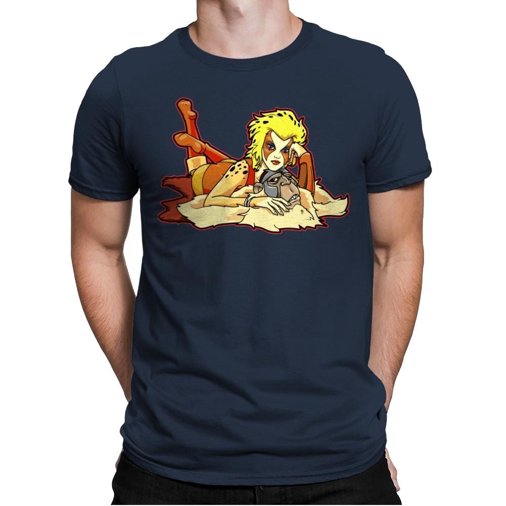 Pin-up Cheetah - Mens Premium T-Shirts RIPT Apparel Small / Midnight Navy