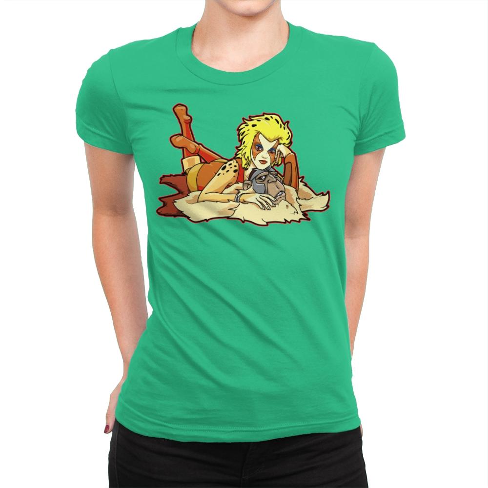 Pin-up Cheetah - Womens Premium T-Shirts RIPT Apparel Small / Kelly Green