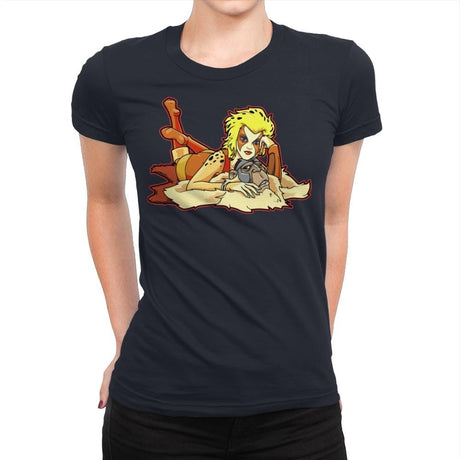 Pin-up Cheetah - Womens Premium T-Shirts RIPT Apparel Small / Midnight Navy