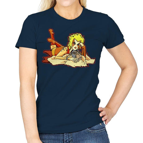 Pin-up Cheetah - Womens T-Shirts RIPT Apparel Small / Navy