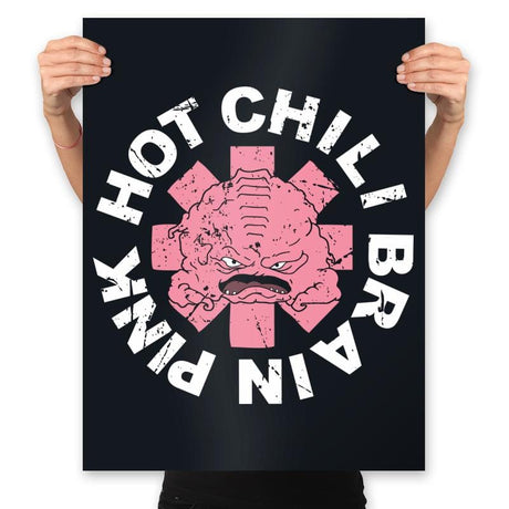 Pink Hot Chili Brain - Prints Posters RIPT Apparel 18x24 / Black