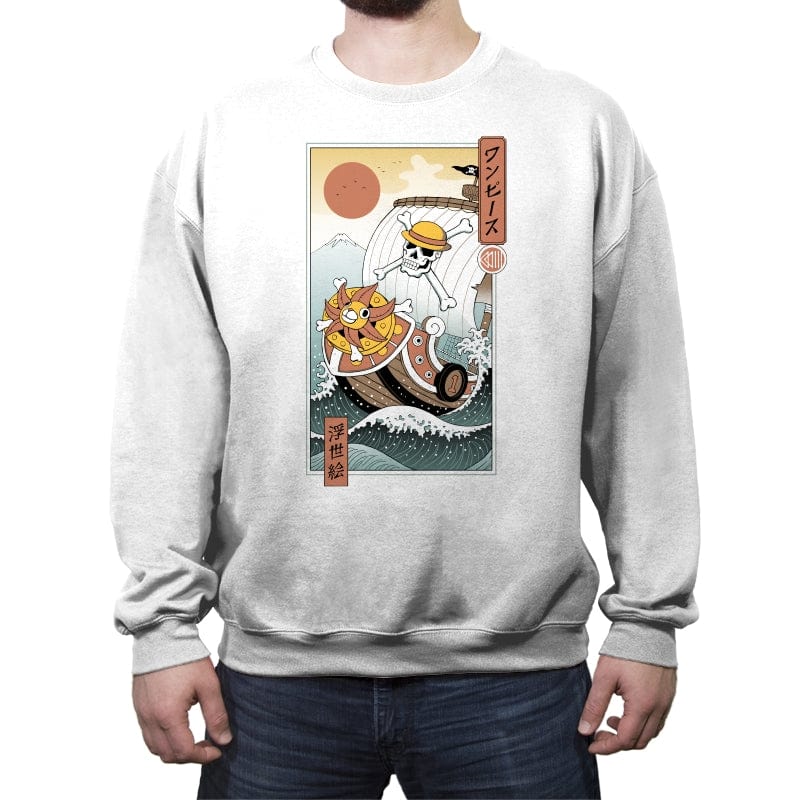 Pirate in Edo - Crew Neck Sweatshirt Crew Neck Sweatshirt RIPT Apparel Small / White