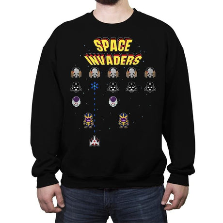 Pixel Invaders - Crew Neck Sweatshirt Crew Neck Sweatshirt RIPT Apparel Small / Black