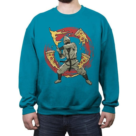 Pizza Ninja - Crew Neck Sweatshirt Crew Neck Sweatshirt RIPT Apparel Small / Antique Sapphire