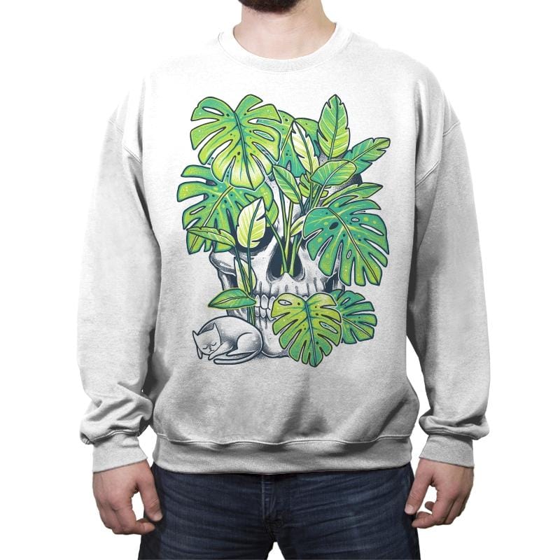 Plant Skull - Crew Neck Sweatshirt Crew Neck Sweatshirt RIPT Apparel Small / White