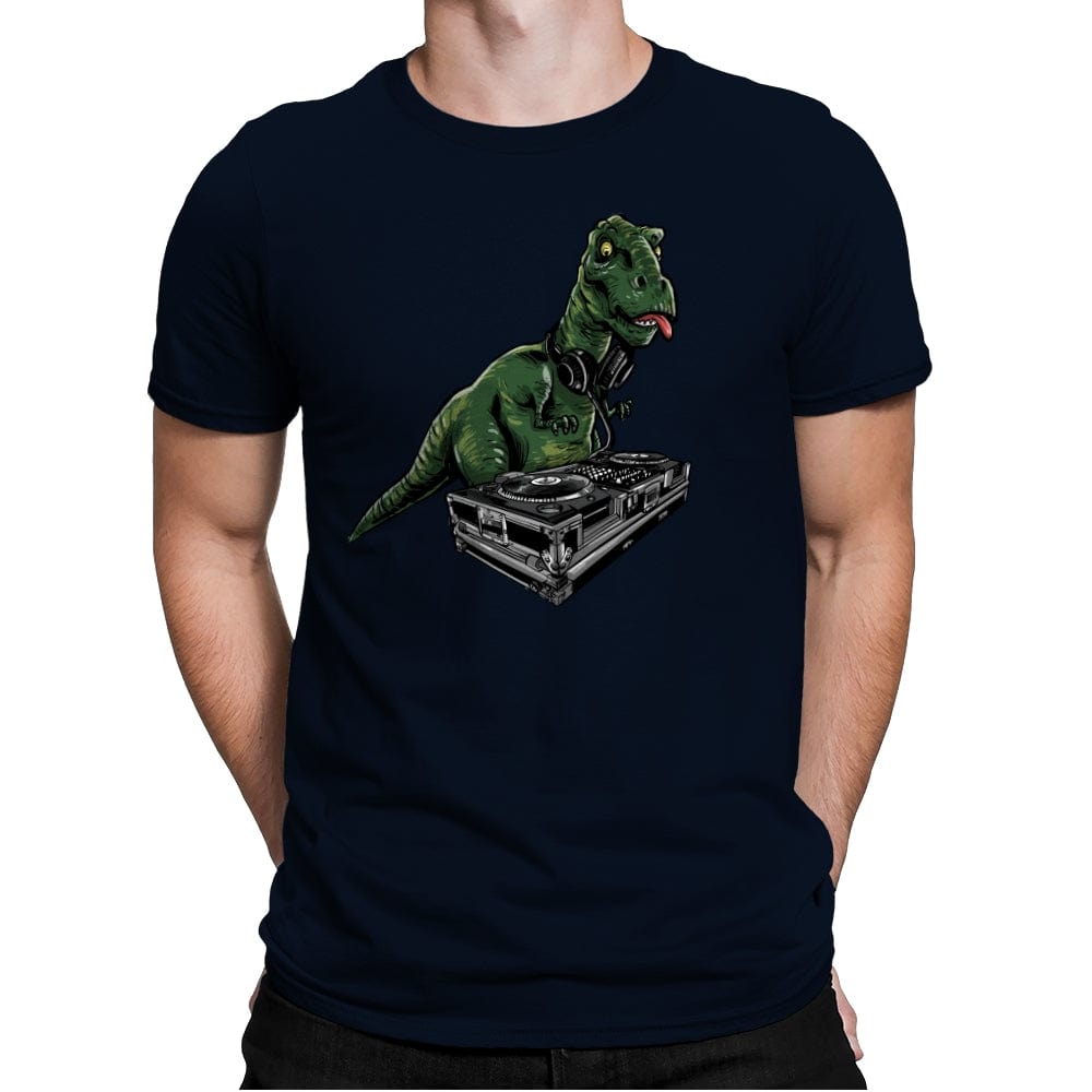 Poor T-Rex DJ - Mens Premium T-Shirts RIPT Apparel Small / Midnight Navy