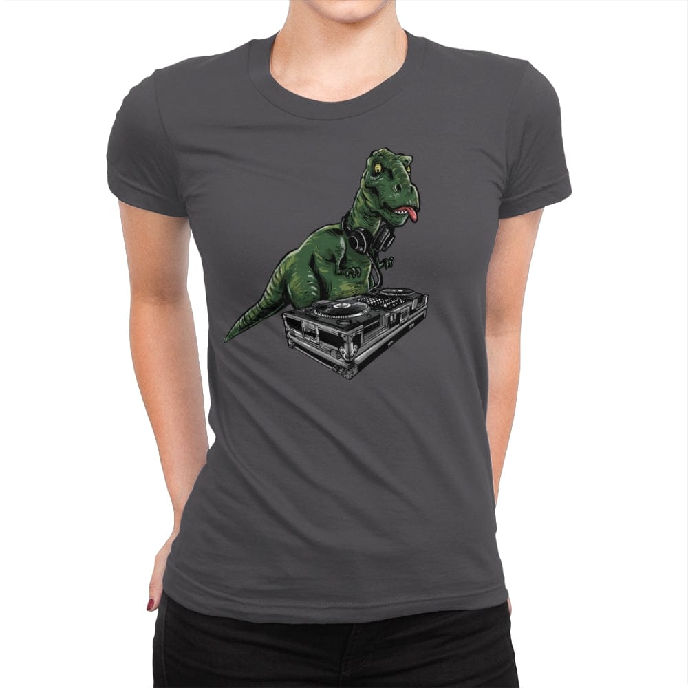 Poor T-Rex DJ - Womens Premium T-Shirts RIPT Apparel Small / Heavy Metal