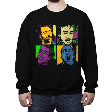 Pop Cage - Crew Neck Sweatshirt Crew Neck Sweatshirt RIPT Apparel Small / Black