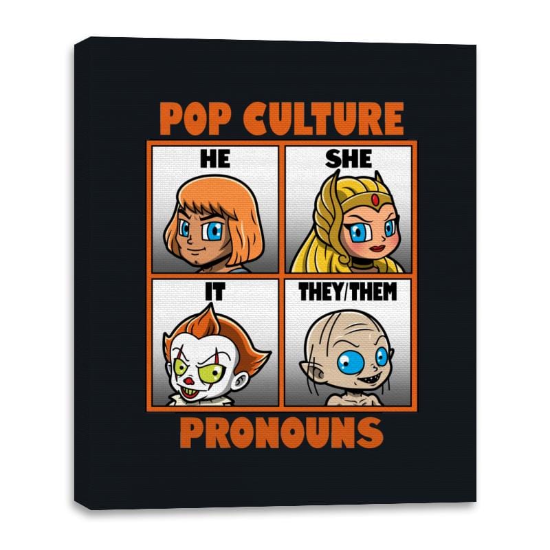 Pop Culture Pronouns - Canvas Wraps Canvas Wraps RIPT Apparel 16x20 / Black