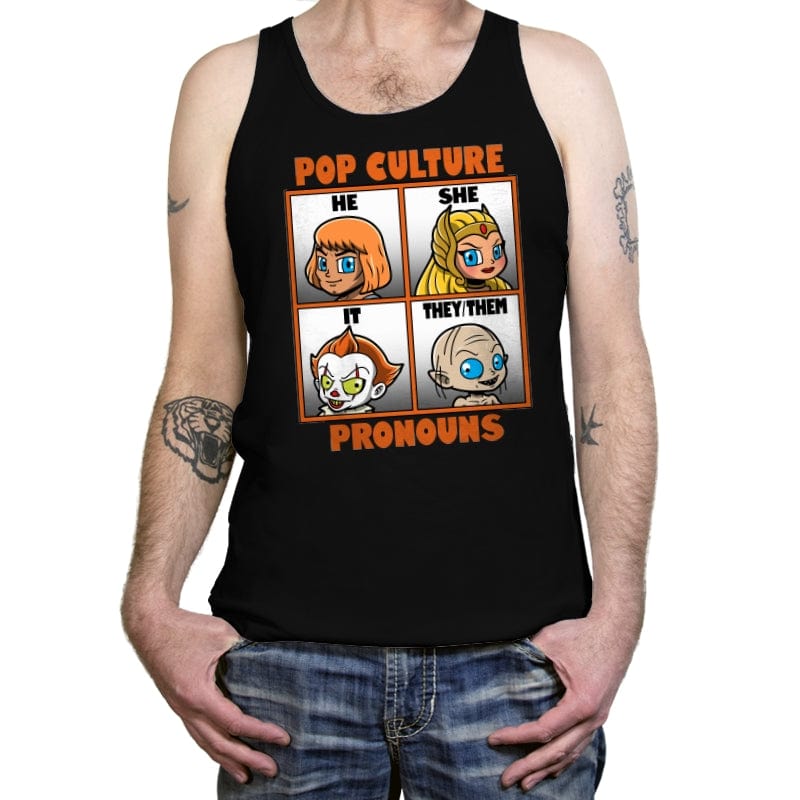 Pop Culture Pronouns - Tanktop Tanktop RIPT Apparel X-Small / Black