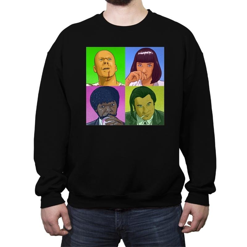 PoPart Fiction - Crew Neck Sweatshirt Crew Neck Sweatshirt RIPT Apparel Small / Black