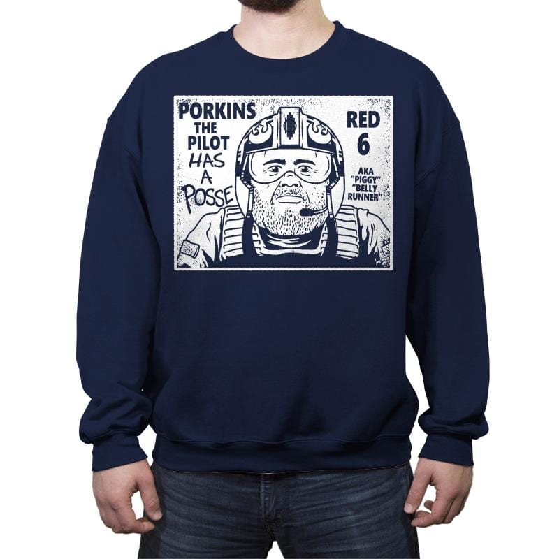 Porkins Has A Posse - Crew Neck Sweatshirt Crew Neck Sweatshirt RIPT Apparel Small / Navy