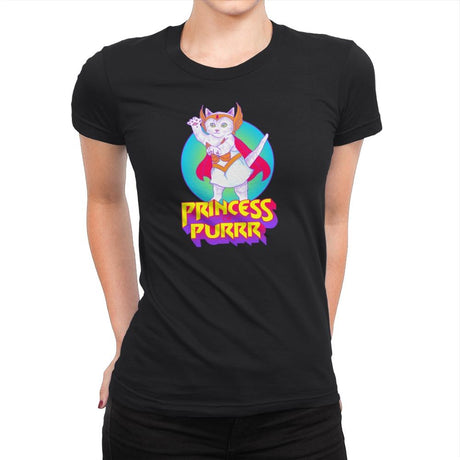 Princess of Purrr - Saturday Morning Tees - Womens Premium T-Shirts RIPT Apparel Small / Black