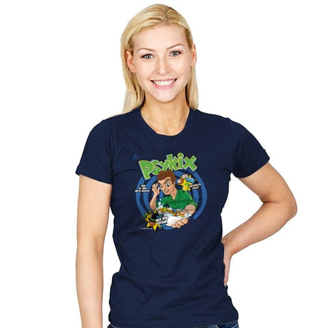 Psykix Cereal - Womens T-Shirts RIPT Apparel Small / Navy