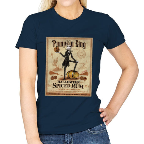 Pumpkin King - Halloween Spiced Rum - Womens T-Shirts RIPT Apparel Small / Navy