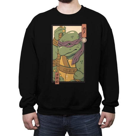 Purple Kame Ninja - Crew Neck Sweatshirt Crew Neck Sweatshirt RIPT Apparel Small / Black