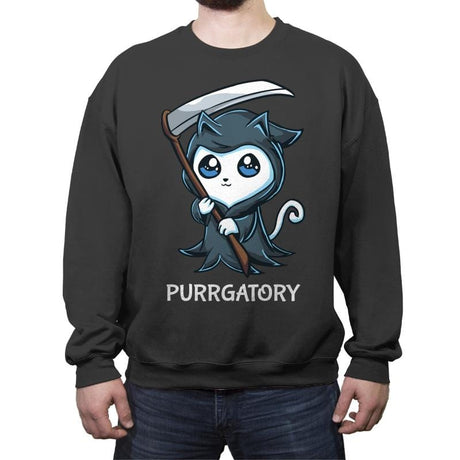 Purrgatory - Crew Neck Sweatshirt Crew Neck Sweatshirt RIPT Apparel Small / Charcoal