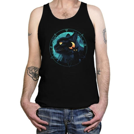 Puss the Evil Cat - Tanktop Tanktop RIPT Apparel X-Small / Black