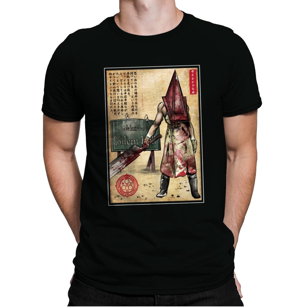 Pyramid Head Woodblock - Mens Premium T-Shirts RIPT Apparel Small / Black