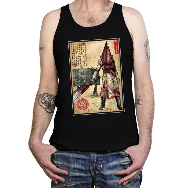 Pyramid Head Woodblock - Tanktop Tanktop RIPT Apparel X-Small / Black