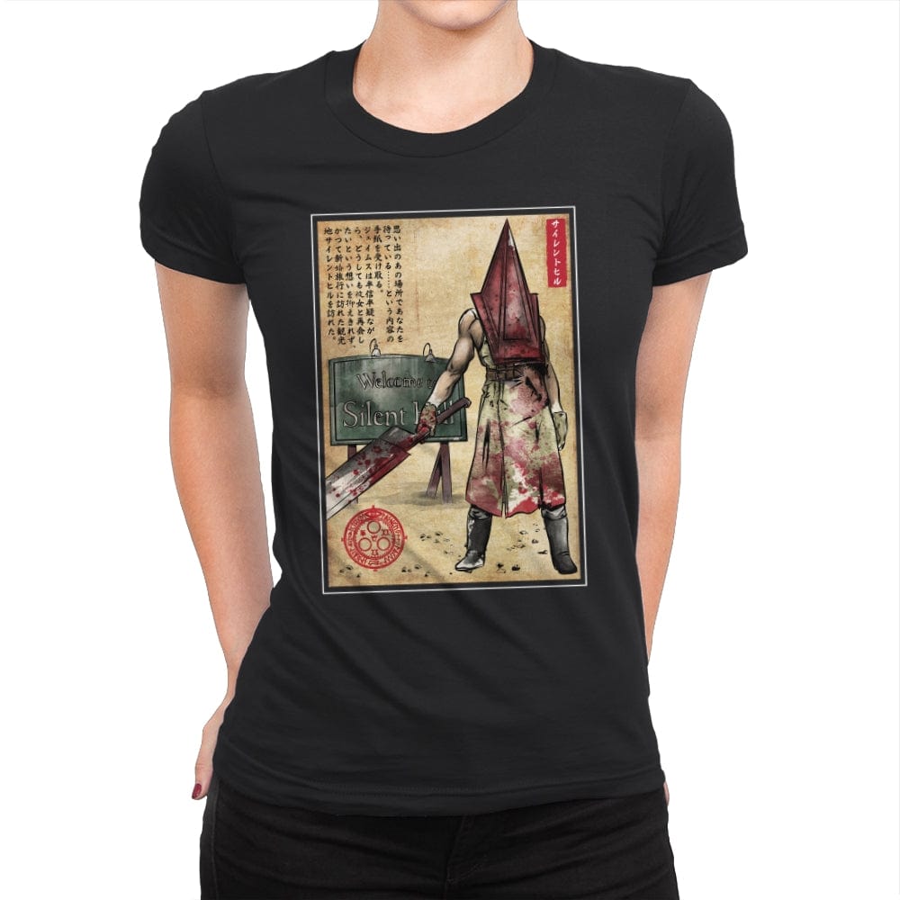 Pyramid Head Woodblock - Womens Premium T-Shirts RIPT Apparel Small / Black