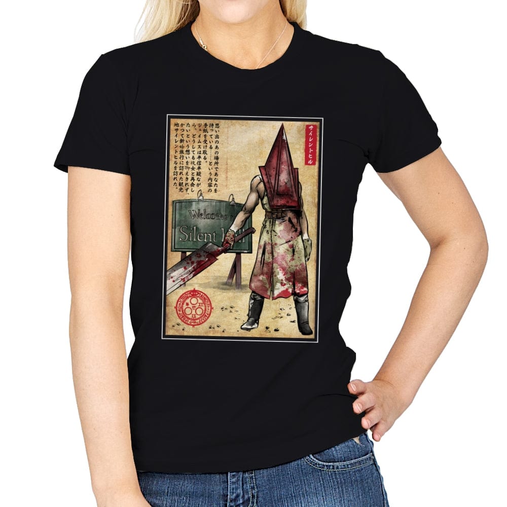 Pyramid Head Woodblock - Womens T-Shirts RIPT Apparel Small / Black