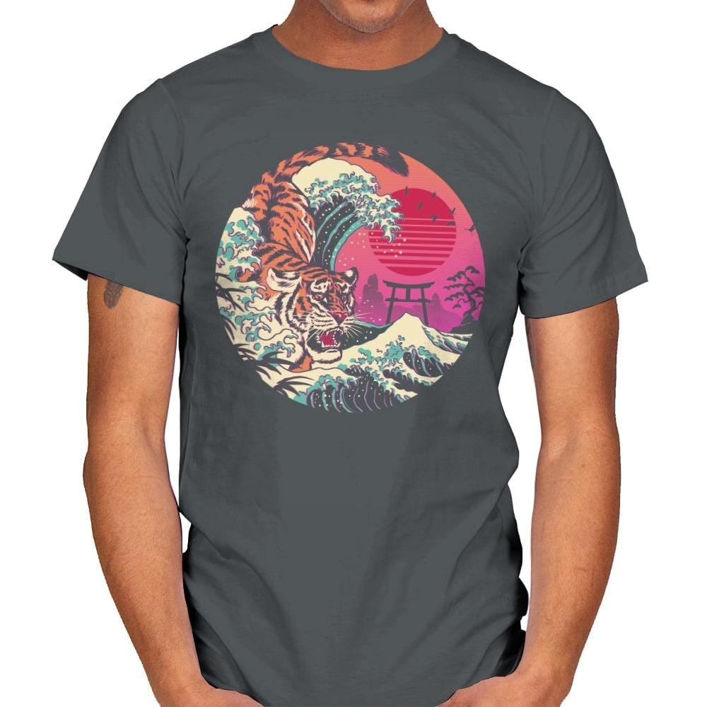 Rad Tiger Wave - Mens T-Shirts RIPT Apparel Small / Charcoal